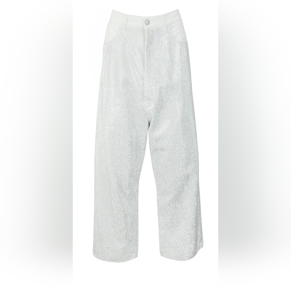 NWT RARE sz 31 Golden Goose white denim pants with rhinestones - Picture 3 of 9